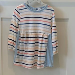 Splendid light cotton long sleeve blue pink striped dress sz 4 hardly worn.